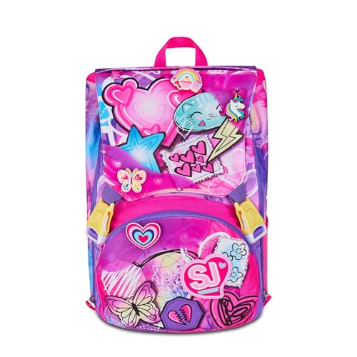 SJ GANG STYLE JAM GANG Schulrucksack Big, Fuchsia, Rucksack mit Trennwand, obere Tasche mit repositionierbaren Patches, Tasche für Trinkflasche, 24 l, Grundschule, Rucksack für Mädchen, fuchsia von SJ GANG STYLE JAM GANG