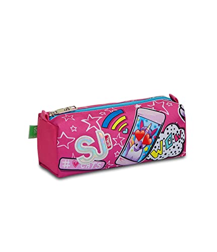 SJ GANG STYLE JAM GANG Mäppchen, Federtasche Federmappe Etui Schule für Jungen Mädchen mit Reißverschluss, Stiftetasche, rosa, hnady von SJ GANG STYLE JAM GANG