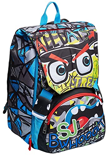 SJ Gang Schulrucksack, Backpack -Deep Blue, mehrfarbig, ausziehbarer Unisex-Rucksack, für Kinder, Blau, Einheitsgröße, Schule und Grundschule von SJ GANG STYLE JAM GANG