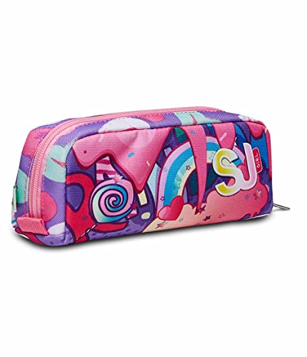 SJ Mäppchen, Federtasche für Schreibwaren, Etui für Stiften, Kugelschreiber, Kinder, Mädchen & Jungen, Grundschule, SJ-Muster, pink von SJ Gang