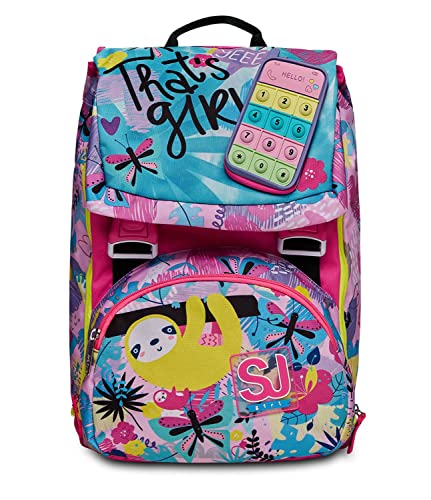 SJ Gang Schulrucksack ausziehbar – CLACK IT Girl – Rucksack mit zwei Fächern – Rucksack für die Grundschule für Mädchen – Maxi Kapazität, mehrfarbig, Taglia unica, schule von SJ Gang