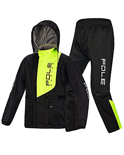 SJASD Regenkombi Herren Motorrad Wasserdicht,2-teiliges Unisex-Set for Männer und Frauen,Erwachsene Split-typ Riot Regen Winddicht Hooded Regenmantel Outdoor-Klettern,Grün,M von SJASD