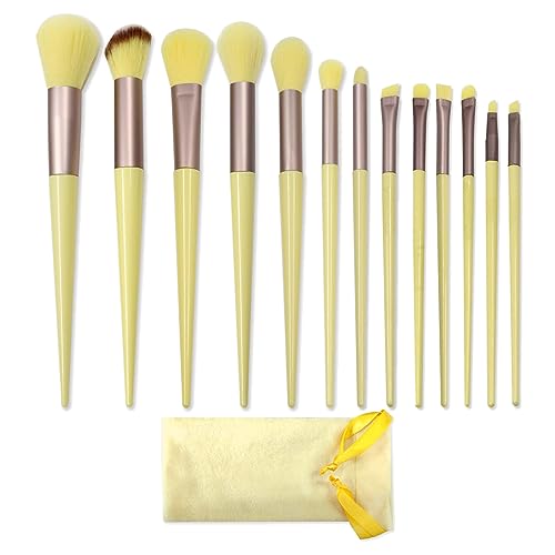 SJBAUTYO 13 Stück Pinselset Makeup,make-up brushes & tools, Professionelles Schminkpinsel Synthetische Kosmetikpinsel Set für Pulver Foundation Lidschatten Blush, Gelb von SJBAUTYO