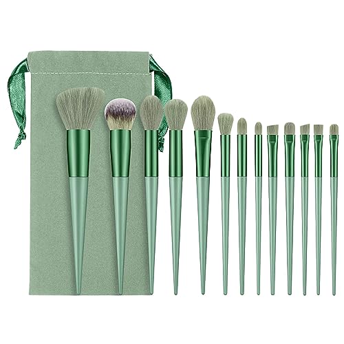 SJBAUTYO 13 Stück Pinselset Makeup,make-up brushes & tools, Professionelles Schminkpinsel Synthetische Kosmetikpinsel Set für Pulver Foundation Lidschatten Blush, Grün von SJBAUTYO