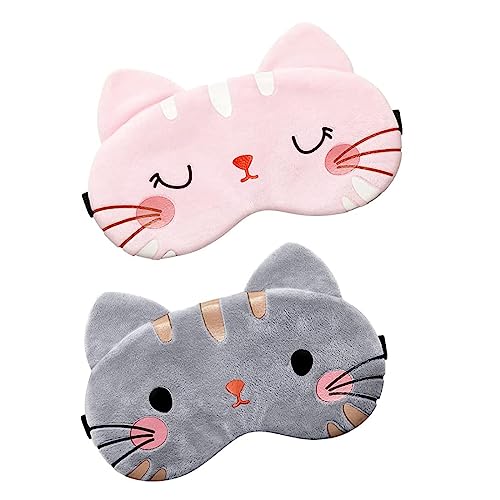 SJBAUTYO 2 Stück Augenmaske zum Schlafen,Schlafmaske Kinder,Plüsch Augenbinde Augenmaske Tier Weich Bequem, für Kinder Mädchen Junge Erwachsene von SJBAUTYO