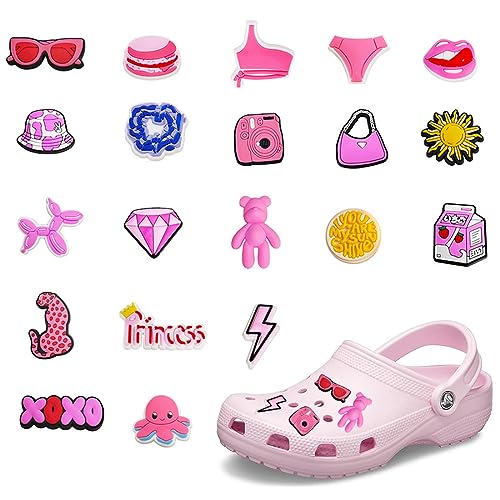 SJBAUTYO 20 Schuh Charms, Schuh-Charm für Kinder, rosa Schuhzubehör, PVC Shoe Charms, Charm für Kinder, Clogs, Armband-Charms für Kleinkinder, Clog-Dekor für Bands Bracelet, Mädchen und Jungen von SJBAUTYO