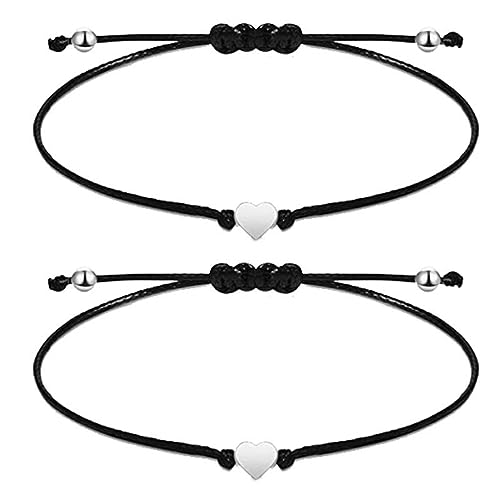 SJBAUTYO 2er Set Fußkettchen für Damen - Größenverstellbar mit Herzanhänger in Silber - Mehrfarbige Armbänder und Fußkettchen als perfekte Ergänzung für den Strand-Style von SJBAUTYO