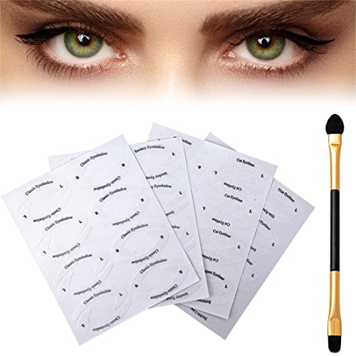 SJBAUTYO 8 Blätter Eyeliner Schablone Lidschatten Schablone Set, 8 Stile Schnelles Augen Make-up Aufkleber Schablone für Anfänger, Smokey Lidschatten Cat Eyes Fischschwanz Eyeliner von SJBAUTYO