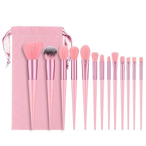 SJBAUTYO Make up Pinsel,13-teiliges rosa Pinselset Make up Premium Synthetik Make up Pinsel Set mit Foundation Lidschatten Concealer Augenbrauen Rouge Pinsel Set von SJBAUTYO