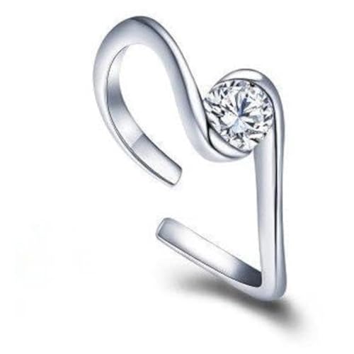 SJDOFU Damenring 925 Sterling Silber 5A Weißer Stein 12 Sternzeichen Aszendent Verstellbarer Ring Geburtstagsgeschenk (Fische) von SJDOFU