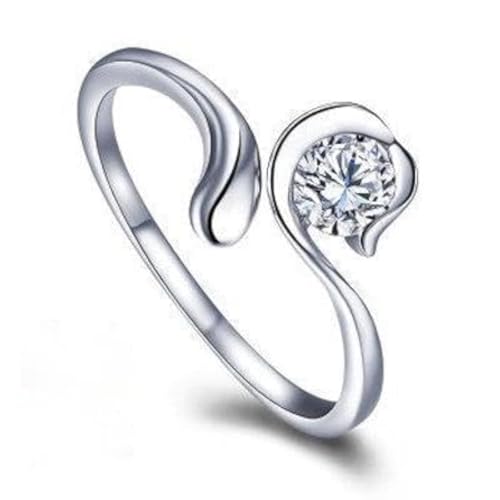 SJDOFU Damenring 925 Sterling Silber 5A Weißer Stein 12 Sternzeichen Aszendent Verstellbarer Ring Geburtstagsgeschenk (Jungfrau) von SJDOFU