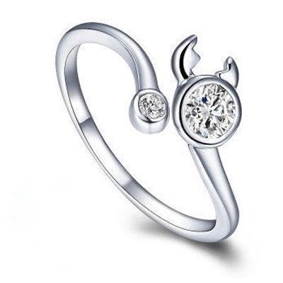 SJDOFU Damenring Weißer Stein 12 Sternzeichen Aszendent Verstellbarer Ring Geburtstagsgeschenk (Krebs) von SJDOFU