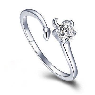 SJDOFU Damenring 925 Sterling Silber 5A Weißer Stein 12 Sternzeichen Aszendent Verstellbarer Ring Geburtstagsgeschenk (Stier) von SJDOFU