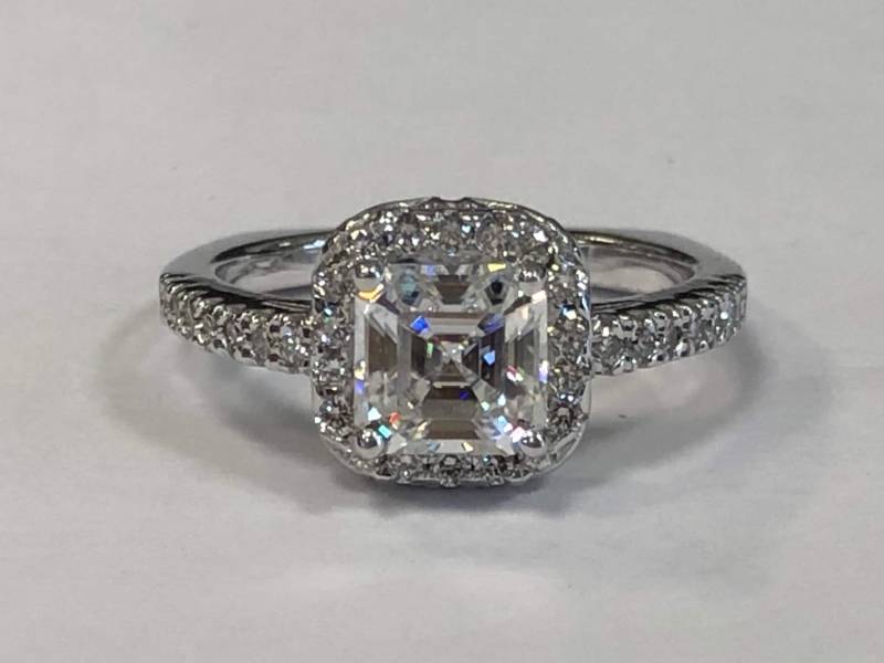 Damen 14Kt Asscher Geschnitten Center Für Immer Ein Moissanite Kissen Halo Ring von SJEXCLUSIVEJEWELRY
