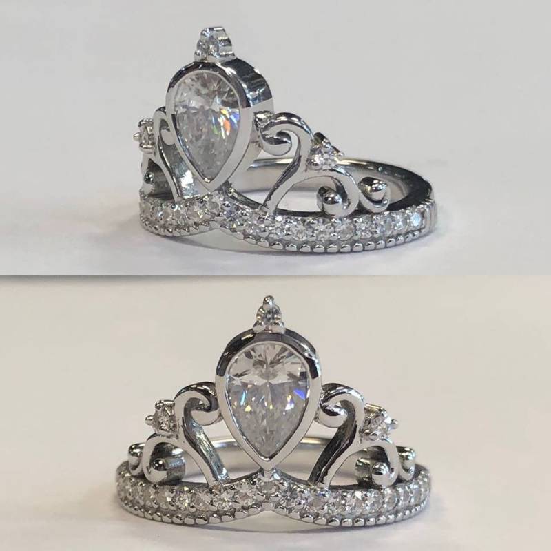 Damen 14Kt Krone Birne Form Moissanite Ring von SJEXCLUSIVEJEWELRY