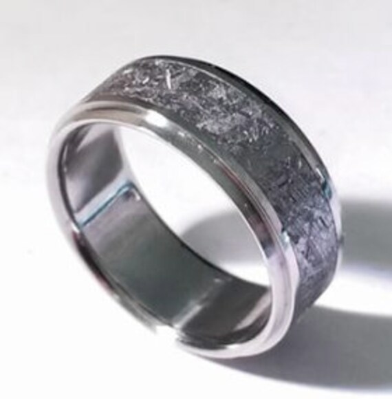 Handgemachte Gibeon Meteoriten Hochzeit Band.8mm von SJEXCLUSIVEJEWELRY