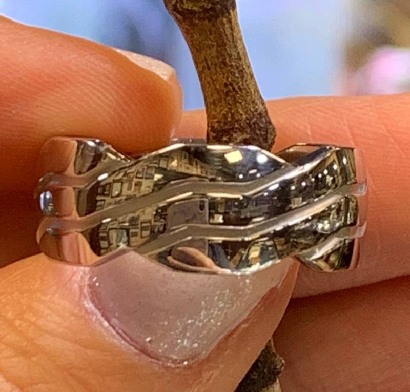 Handgemachte Handgewebte Zwei Ton-Hochzeitsband. 8mm von SJEXCLUSIVEJEWELRY