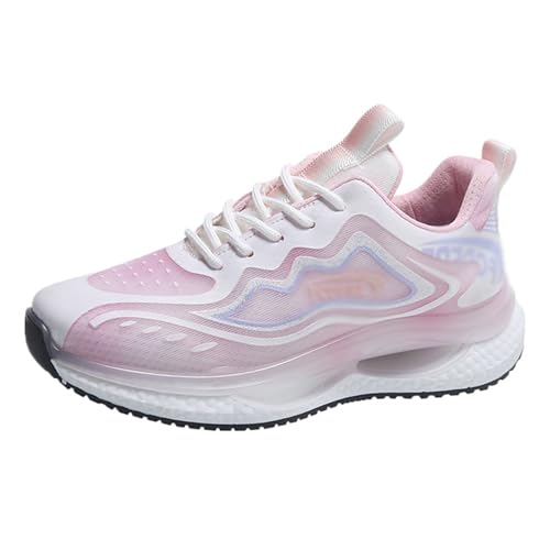SJJH Damen Atmungsaktive Sneakers, Freizeitschuhe mit Schnürung (Rosa, 39 EU) von SJJH