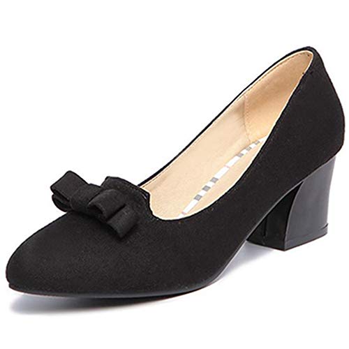 SJJH Damen Blockabsatz Pumps Datierung Schuhe mit Bogen (Schwarz, 34 EU) von SJJH