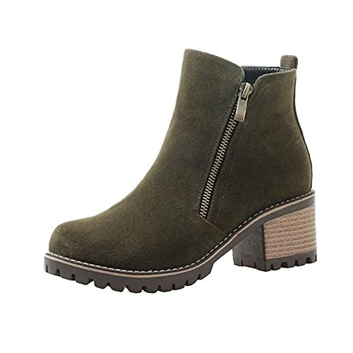 SJJH Damen Casual Stiefeletten mit niedrigem Absatz (Grün, 37 EU) von SJJH