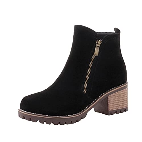 SJJH Damen Casual Stiefeletten mit niedrigem Absatz (Schwarz, 37 EU) von SJJH