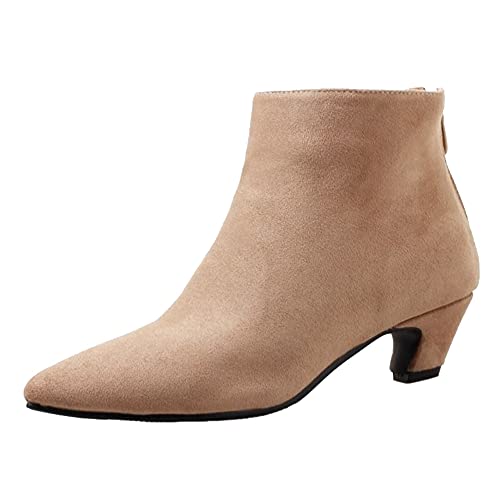 SJJH Damen Chelsea Boots mit spitzer Zehenpartie und Kegelabsatz (Aprikose, 40 EU) von SJJH