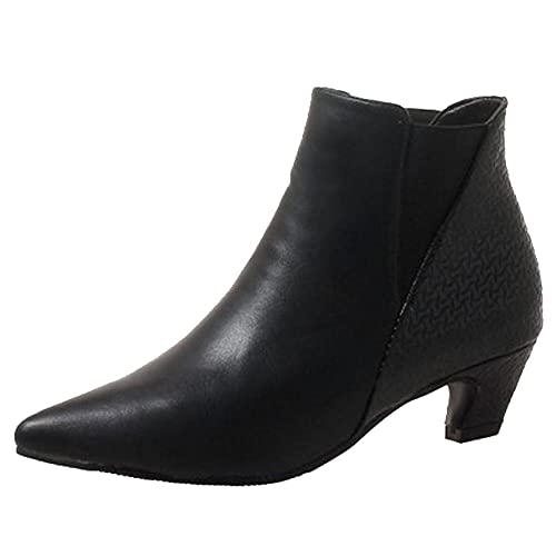 SJJH Damen Chelsea Boots mit spitzer Zehenpartie und Kegelabsatz (Schwarz, 36 EU) von SJJH