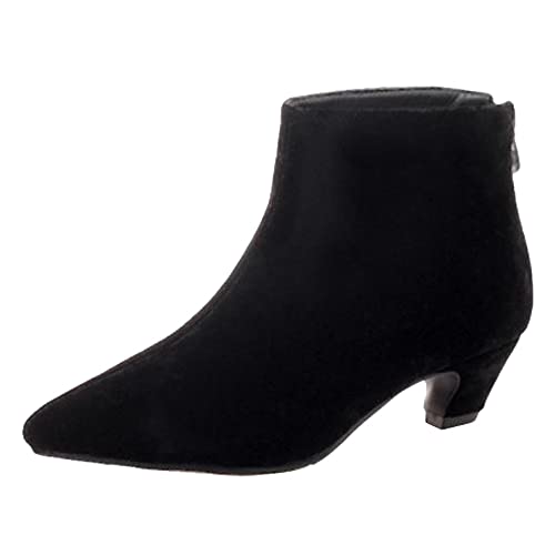 SJJH Damen Chelsea Boots mit spitzer Zehenpartie und Kegelabsatz (Schwarz, 41 EU) von SJJH