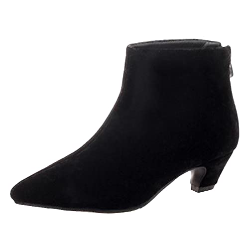 SJJH Damen Chelsea Boots mit spitzer Zehenpartie und Kegelabsatz (Schwarz, 43 EU) von SJJH