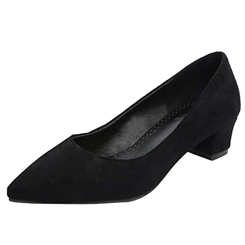 SJJH Damen Elegant Pumps mit Blockabsatz Schuhe für Datierung & Arbeit (Black, 34 EU) von SJJH