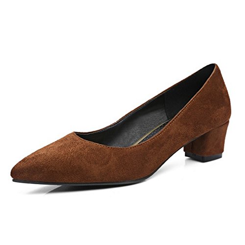 SJJH Damen Elegant Pumps mit Blockabsatz Schuhe für Datierung & Arbeit (Brown, 38 EU) von SJJH