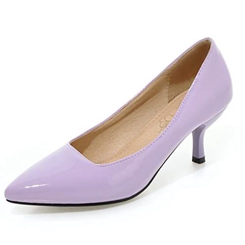 SJJH Damen Elegant Pumps mit Kitten Heel Spitze Toe Mode Schuhe (Purple, 40 EU) von SJJH