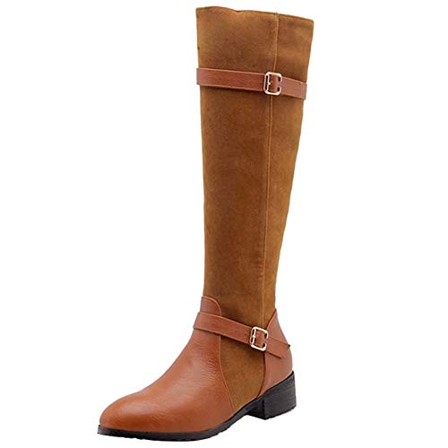 SJJH Damen Fashion Stiefel Winter Flach Langschaft Stiefel (Braun, 37 EU) von SJJH