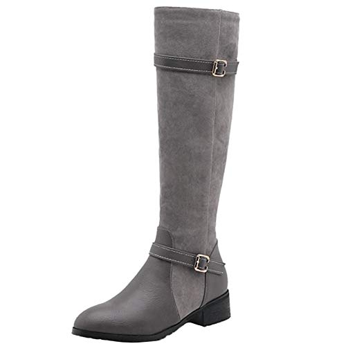 SJJH Damen Fashion Stiefel Winter Flach Langschaft Stiefel (Grau, 36 EU) von SJJH