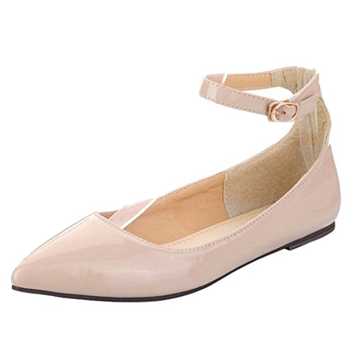 SJJH Damen Gemütlich Basic Flache Pumps Spitze Toe Übergrößen Flache Schuhe (Beige, 42 EU) von SJJH
