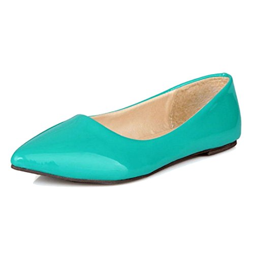 SJJH Damen Gemütlich Basic Flache Pumps Spitze Toe Übergrößen Flache Schuhe (Green, 39 EU) von SJJH