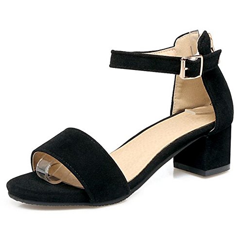 SJJH Damen Gemütlich & Basic Sandalen mit Blockabsatz Open Toe Schuhe (Black, 33 EU) von SJJH