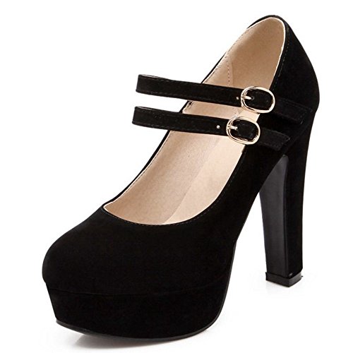 SJJH Damen Klassischer Mary Jane Pumps mit Hohem Blockabsatz von SJJH