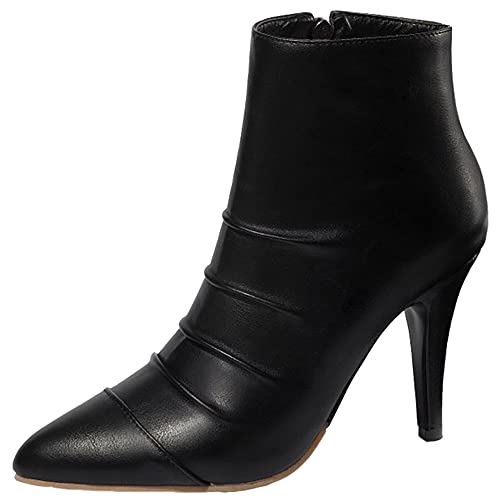 SJJH Damen Mode Stiefeletten mit Hohem Absatz und spitzer Zehenpartie (Schwarz, 39 EU) von SJJH