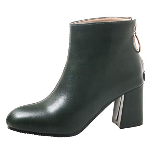 SJJH Damen Stiefeletten mit Blockabsatz (Pu Grün, 42 EU) von SJJH