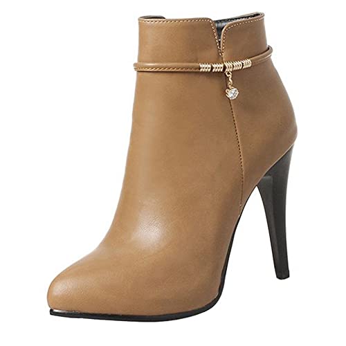 SJJH Damen Stiefeletten mit High Heels und Spitzer Zehenpartie (Aprikose, 40 EU) von SJJH