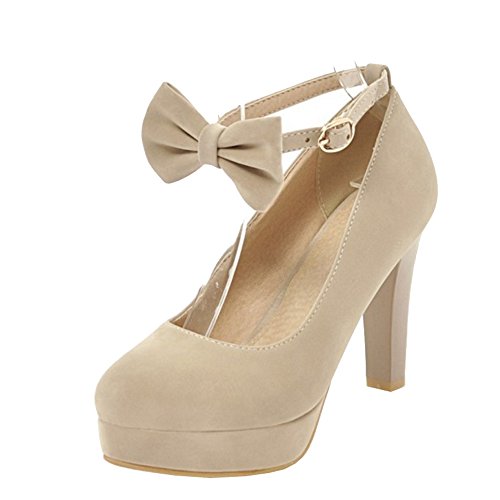 SJJH Damen Süß Blockabsatz Plateau Pumps mit Bogen von SJJH