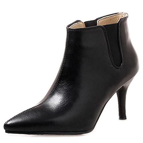 SJJH Fashion Damen Chelsea Boots mit Stiletto-Absatz und spitzer Zehenpartie (Pu Schwarz, 33 EU) von SJJH