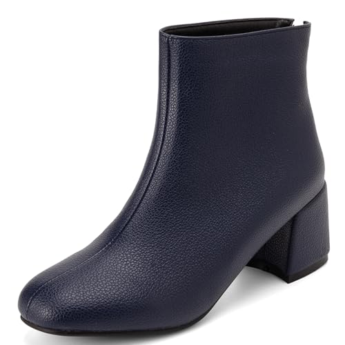SJJH Fashion Damen Stiefeletten mit Mittelhohem Absatz und Reißverschluss Hinten (Dunkelblau, 39 EU) von SJJH