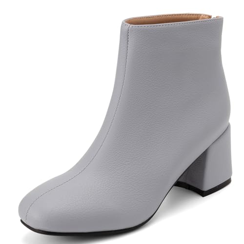 SJJH Fashion Damen Stiefeletten mit Mittelhohem Absatz und Reißverschluss Hinten (Grau Blau, 39 EU) von SJJH