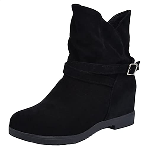 SJJH Freizeitstiefeletten für Damen mit Keilabsatz für den Winter (Schwarz, 48EU) von SJJH