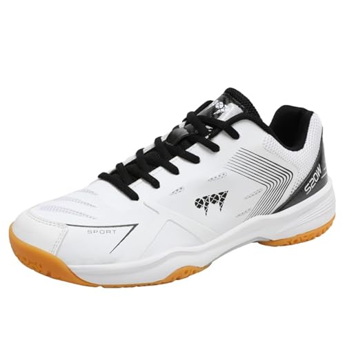 SJJH Funktions-Sportschuhe für Damen, Leicht Atmungsaktives Obermaterial und Flexibel Gummi-Sohle - Badminton, Tischtennis, Alltag (Weiß Schwarz, 42 EU) von SJJH
