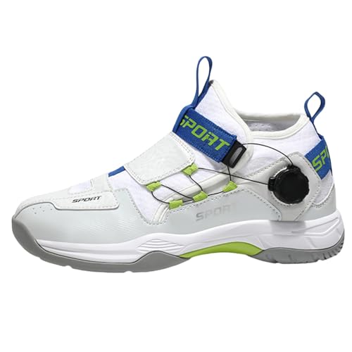 SJJH Funktionsschuhe für Tennis Badminton Herren Damen - Leichte Atmungsaktiv Sporthalle Schuhe für Basketball und Freizeit (Weiß Blau, 44 EU) von SJJH