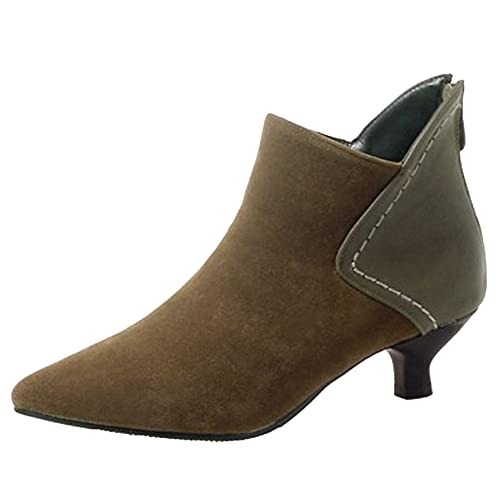 SJJH Lässige Damen Stiefeletten mit dünnem Absatz und spitzer Zehenpartie (Grün, 40 EU) von SJJH