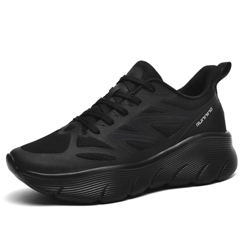 SJJH Männer und Damen Modische Keilsohle Mesh Sneakers Sportschuhe mit Stilvollen Farboptionen (SCHWARZ,37 EU) von SJJH